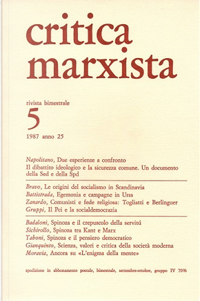 Critica marxista Anno XXV n. 5 (1987) by Alberto Gianquinto, Livio Sichirollo, Nicola Badaloni, Pier Franco Taboni, Sergio Moravia