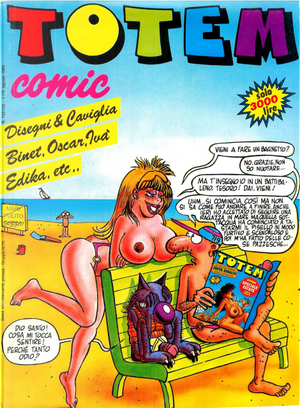 Totem Comic n. 122/3, anno VII, 1/15 agosto 1993 by Alfonso López, Binet, Blas Gallego, Carles Romeu Müller, Carlos Gimenez, Das Pastoras, E. Sanchez Abuli, Edika, Enrique Ventura, Fer, Forges, Ivà, José Luis Martin, Leonardo Ortolani, Luca Boschi, Maikel, Massimo Caviglia, Miguel Ángel Nieto, Oscar, Sergio Aragonés, Stefano Disegni, Toni Batllori, Xavier Roca