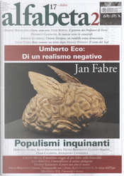 Alfabeta2, Anno III, n.17 (Marzo 2012) by Alberto Lucarelli, Aldo Colonetti, Alessandro Cannamela, Alfio Mastropaolo, Claudio Martini, Daniele Lombardi, Dimitri Deliolanes, Enrico Terrinoni, Fabrizio Garghetti, Fausto Bertinotti, Federico Campagna, Franco Farinelli, Franco Piperno, Gianni Celati, Gigi Roggero, Guido Barbieri, Jan Fabre, Julia Kristeva, Luca Archibugi, Lucia Tozzi, Lóránd Hegyi, Marcello Flores, Massimo Bacigalupo, Monica Farnetti, Omar Calabrese, Paolo Bertetto, Renato Barilli, Tania Rispoli, Umberto Eco, Wallace Stevens