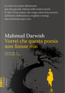 Vorrei che questa poesia non finisse mai by Mahmud Darwish